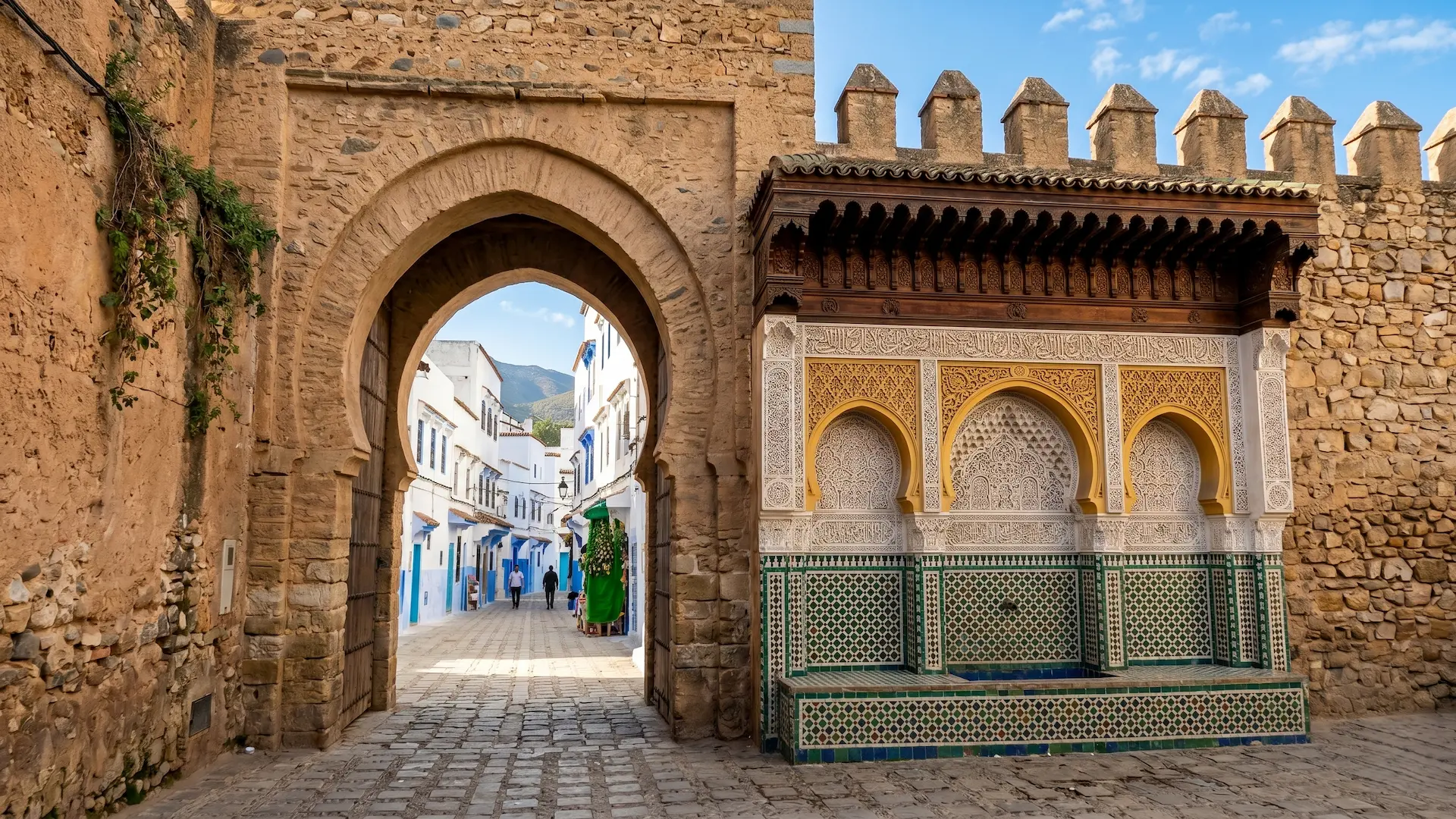 Whitewashed medina alleyways in Tangier, Morocco Whitewashed medina alleyways in Tangier, Morocco